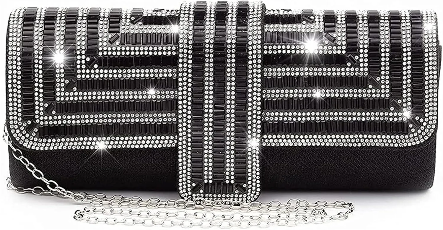 ELDA Women's Rhinestone Clutch Purses Evening Bags Sparkling Glitter Formal Party Purse Wedding Cocktail Prom Bags with Chain