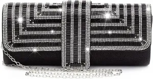 ELDA Women's Rhinestone Clutch Purses Evening Bags Sparkling Glitter Formal Party Purse Wedding Cocktail Prom Bags with Chain