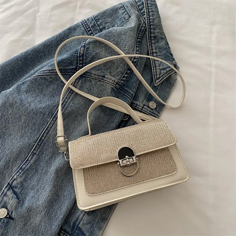 Elegant Textured Crossbody Handbag with Metal Clasp, Top Handle, Available in 5 Colors