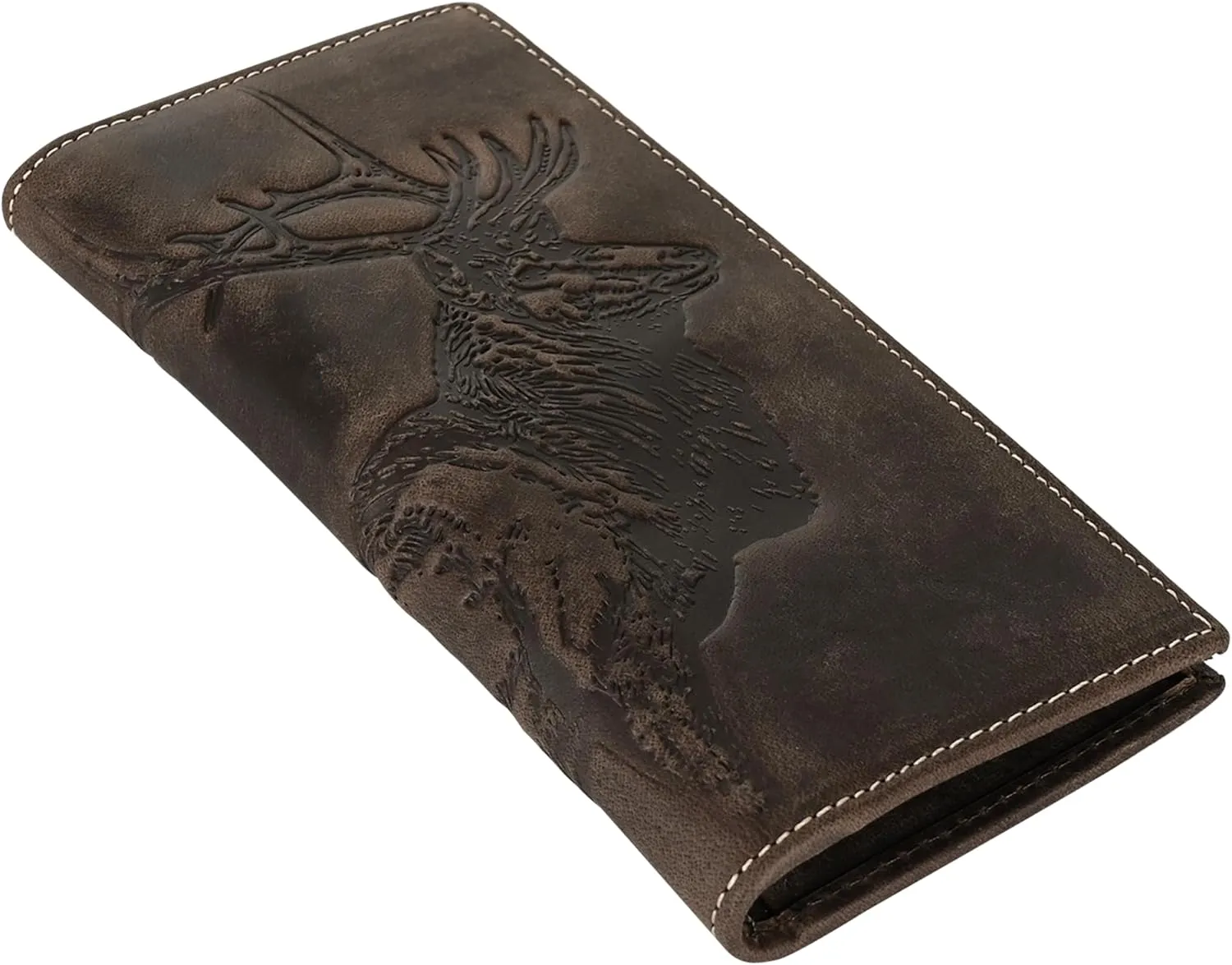 ELIZO Leather Long Wallet for Men Western Wallet Rodeo Mens Wallet Flat Bifold Wallets for Men Biker Billfold Wallet for Men Cowboy Wallet