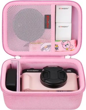 Elonbo 4K Digital Camera Carrying Case for Femivo/VETEK/IWEUKJLO/VJIANGER/WIKICO/Saneen/OIEXI 4K 48MP Vlogging Camera, Travel Compact Camera Storage Cover Bag Organizer Holder, Pink