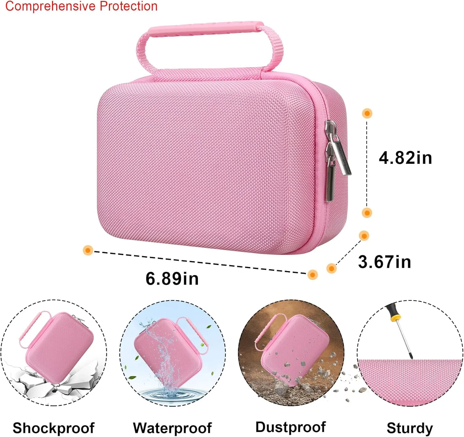 Elonbo 4K Digital Camera Carrying Case for Femivo/VETEK/IWEUKJLO/VJIANGER/WIKICO/Saneen/OIEXI 4K 48MP Vlogging Camera, Travel Compact Camera Storage Cover Bag Organizer Holder, Pink
