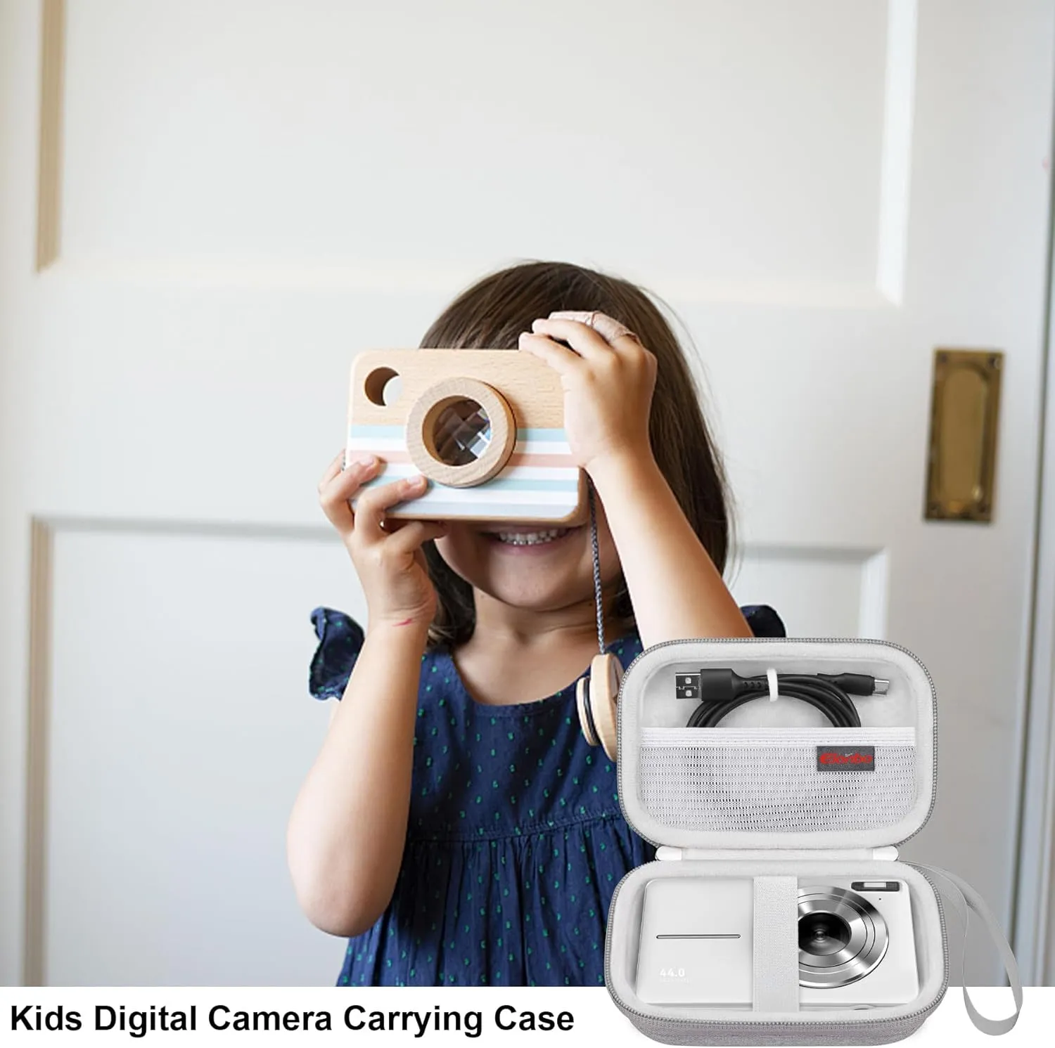 Elonbo Digital Camera Carrying Case for CAMKORY/for toberto/for AiTechny/for VAHOIALD/for IWEUKJLO FHD 1080P Camera, Boys Girls Kids Compact Small Camera Travel Storage Cover Protective Bag, Grey