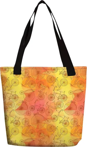 eloria Tote Bag Bicycle Designer Printed Cotton Canvas Fabric Hand Bag