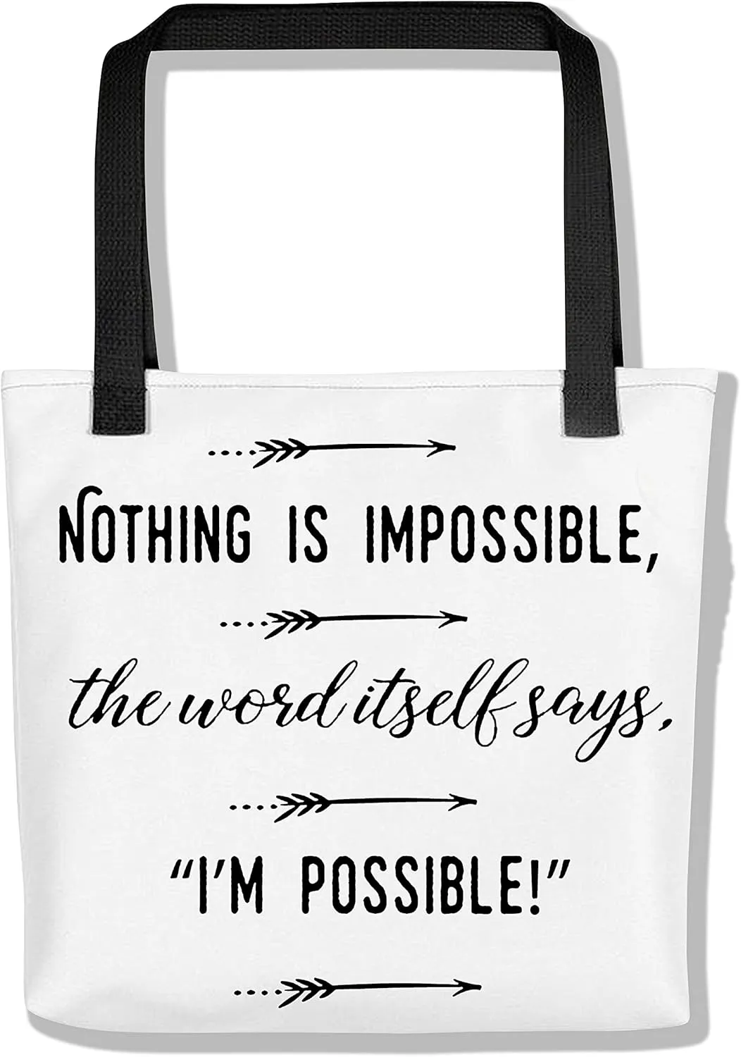 eloria Tote Bag Nothing Is Impossible. Quote Printed Bag Cotton Canvas Fabric Hand Bag