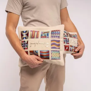 EMANUEL Yair Tallit Bag only | Silk Embroidered Geometric Square Design (Multicolor TBB-5M)