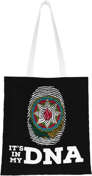 Emblem of Azerbaijan It's in My DNA Tote Bag for Women Canvas Shopping Bags Reusable Large Capacity Casual Shoulder Handbags Grocery Bags DIY Gift Bags