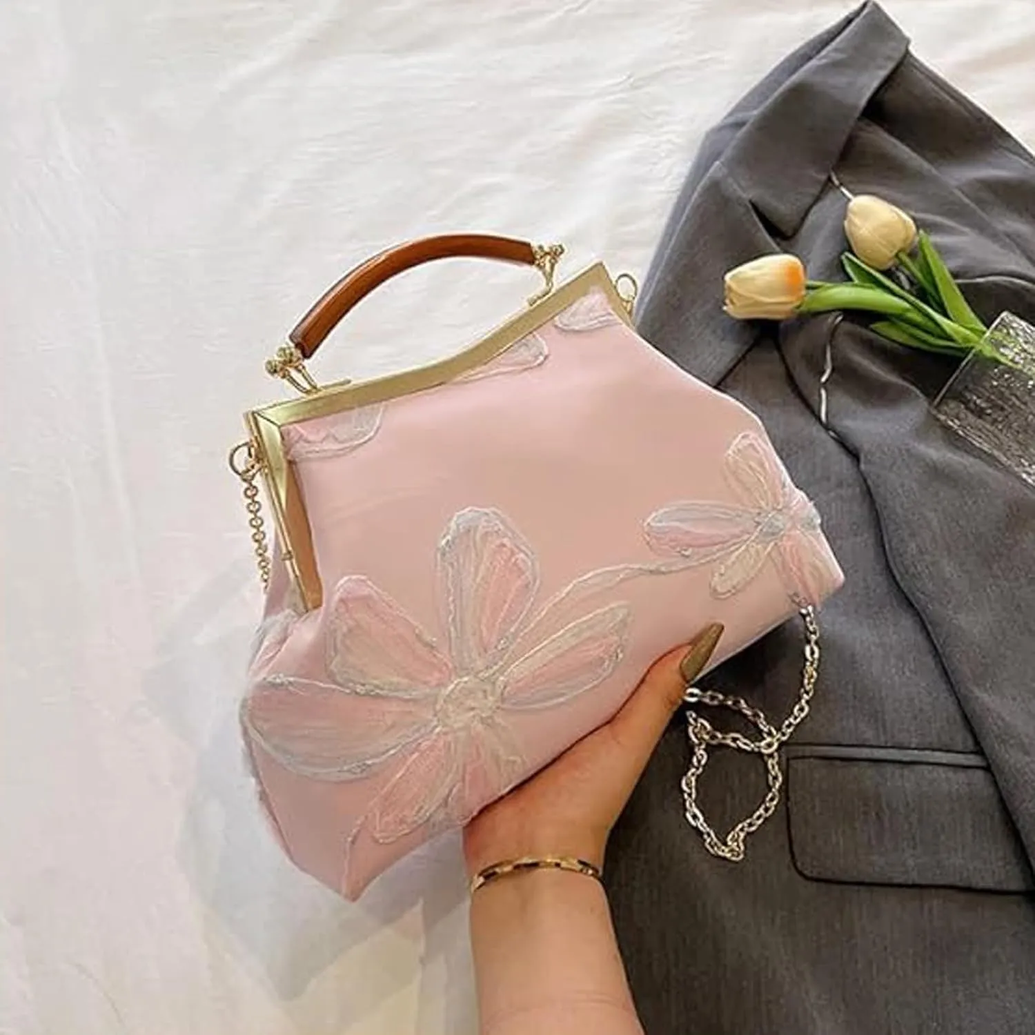 Embroidered Evening Bag，Floral Clutch,Evening Bag for Women,Shoulder Crossbody Bags,Dinner Handbag