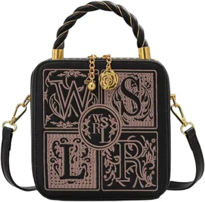 Embroidered Satchel Boston Hangbags Poker Shoulder Bags for Women Crossbody Bags Clutch Stylish Bucket with Adjustable Strap