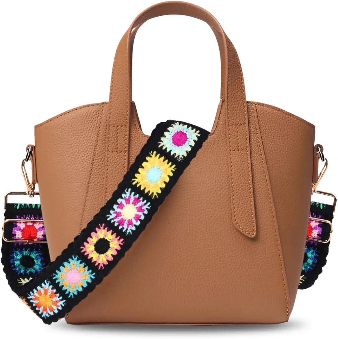 Embroidery Flower Purse Strap Replacement Adjustable 2in Wide Crossbody Shoulder Strap for Handbag Women