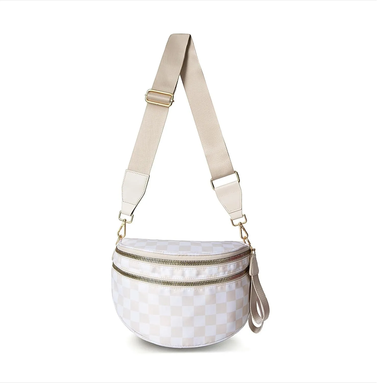 Emmafy GoFree -The RoomiestCrossbody for Women, Roomy Checkered Nylon Purse, Travel Hobo & Bum Bag