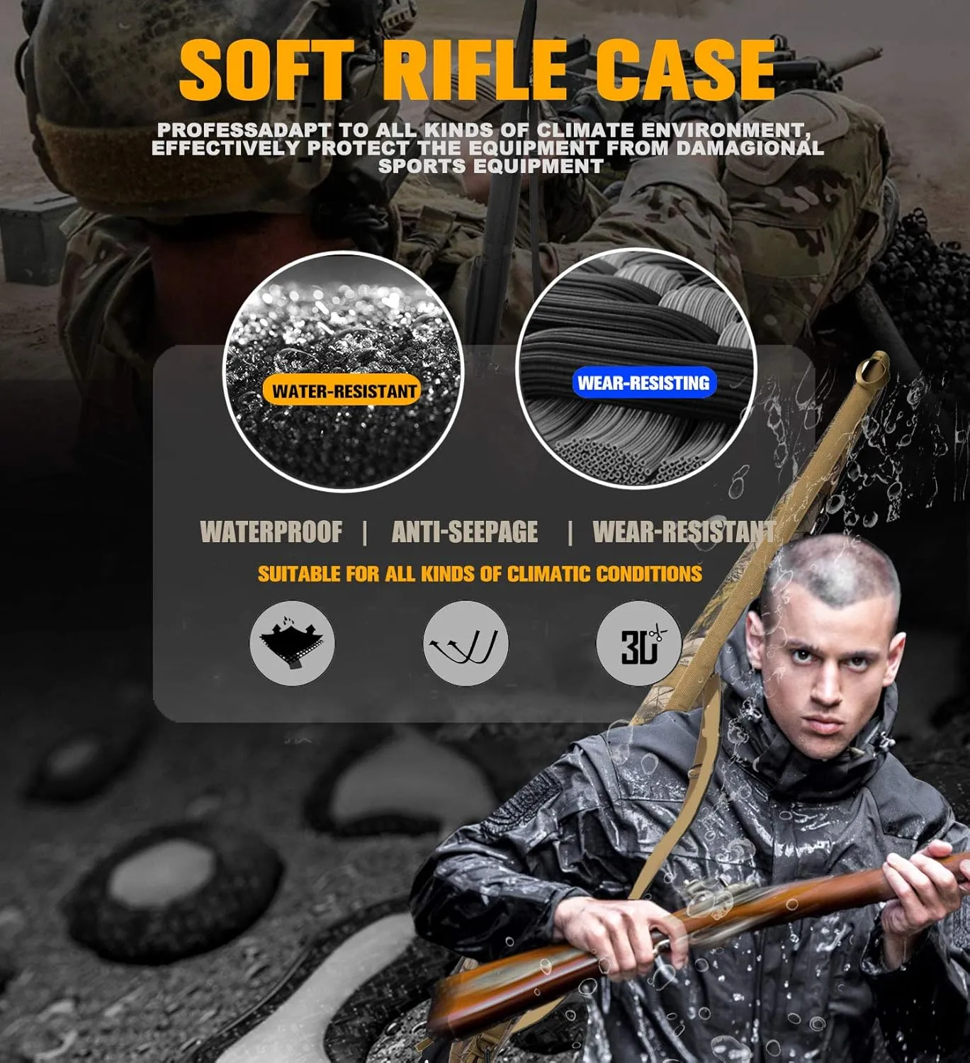 Equipment Soft Rifle Case Tactical Carrying Shotgun Case with Padded Handle Carrier Water-resistant Gun Bag with Adjustable Shoulder Strap for Scoped Rifles