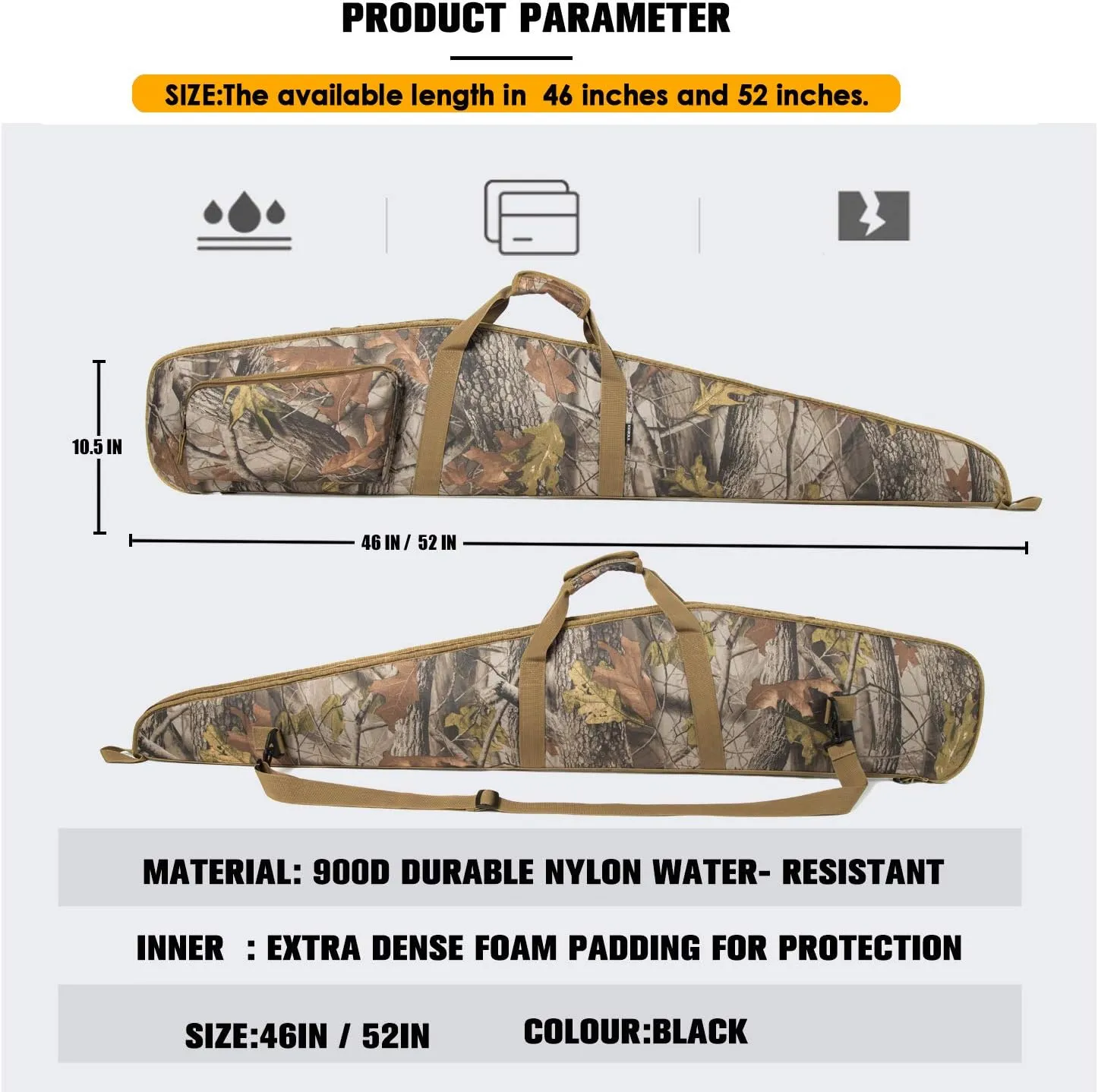 Equipment Soft Rifle Case Tactical Carrying Shotgun Case with Padded Handle Carrier Water-resistant Gun Bag with Adjustable Shoulder Strap for Scoped Rifles