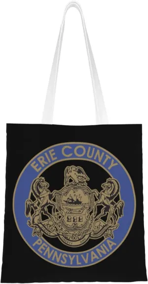 Erie County Seal Tote Bag for Women Canvas Shopping Bags Reusable Large Capacity Casual Shoulder Handbags Grocery Bags DIY Gift Bags
