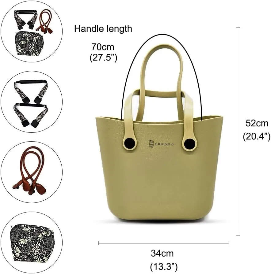EVA beach bag | Rubber Tote | Waterproof Washable Durable Lightweight | Office Travel | Inner Bag Three pair handles