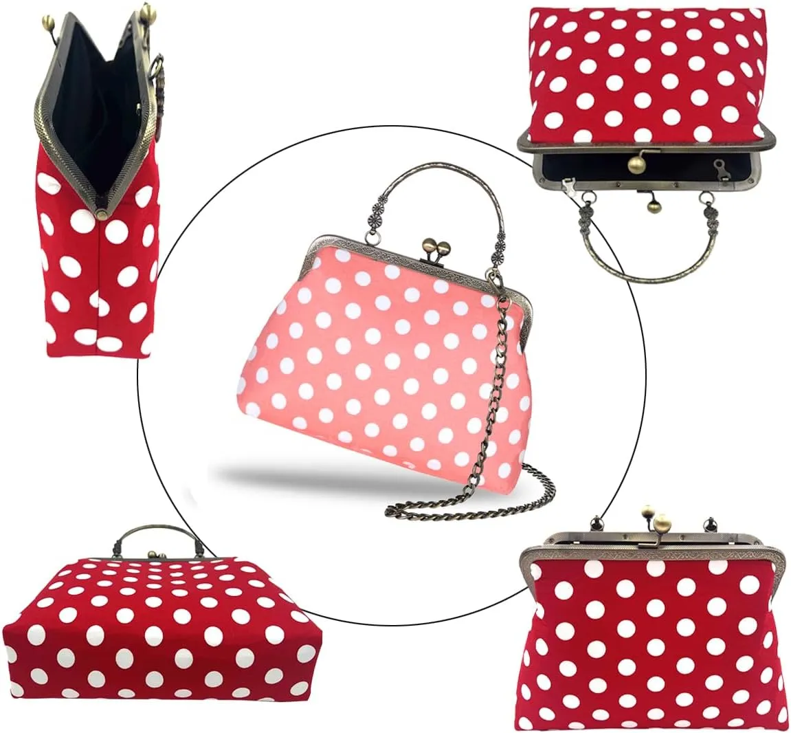 Evening Bag Vintage Purse Kiss Lock Purses and Handbags for Women Floral Canvas Handbag