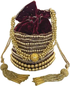 Evening Bags For Women Elegant Classy Indian Potli Bags For Weddings And Parties, Velvet Wristlet Drawstring Bag