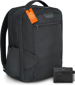Everki Studio Expandable 15" Laptop Backpack & Slim Minimalist Wallet for Men, 26L Capacity, Travel-Friendly, Professional Office Bag, 6-8 Card Slots, Coin Pocket & Bill Compartment - Black