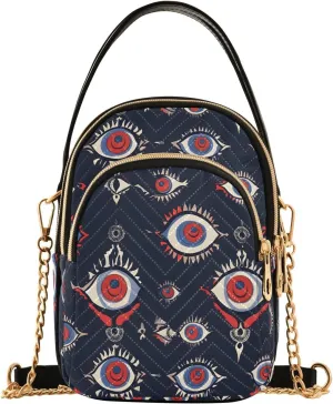 Evil Eyes Sling Bag for Women, Small Shoulder Bag Crossbody Bag Purse with Chain Strap Top handle 5.91×3.15×8.27 Inches