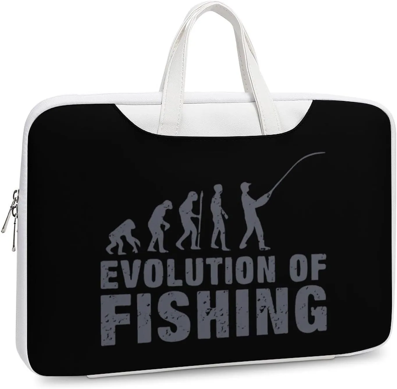 Evolution Fishing Leather Bag Laptop Case Slim Water Resistant Computer Bags with Handle Briefcase for Work