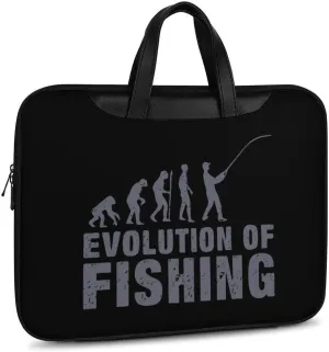 Evolution Fishing Leather Bag Laptop Case Slim Water Resistant Computer Bags with Handle Briefcase for Work