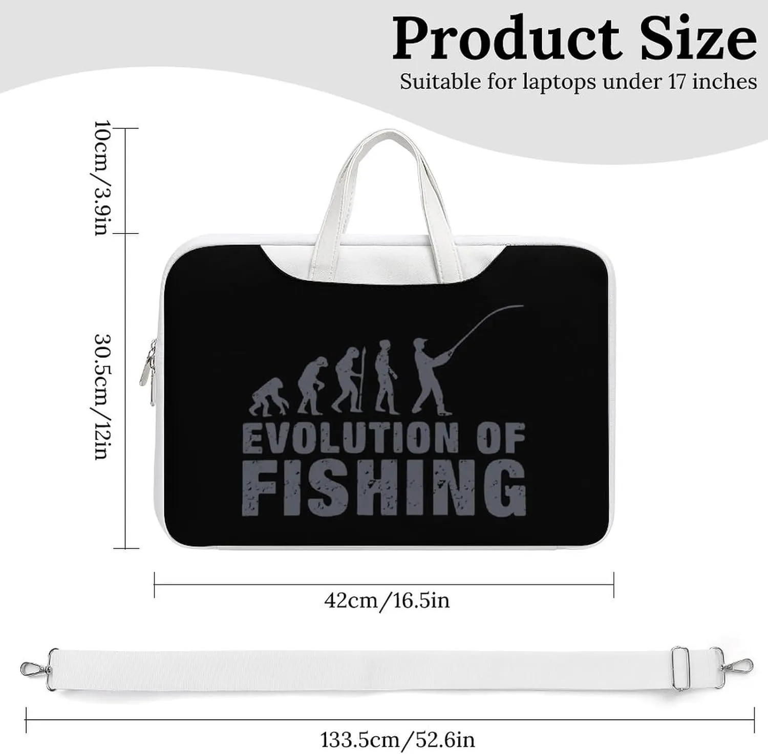Evolution Fishing Leather Bag Laptop Case Slim Water Resistant Computer Bags with Handle Briefcase for Work