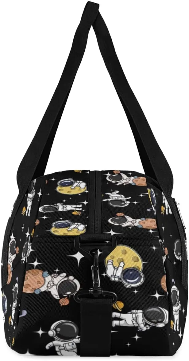 Exploration Astronaut Personalized Kids Duffel Bag for Girls Boys, Space Stars Custom Dance Bag Overnight Small Duffel Bag Carry On Weekend Sports Travel Bag for School Practice Gymnastics Ballet