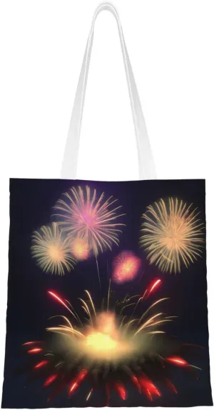Explosion Fireworks 3D print Canvas Tote Bag for Women,Womens Purse Handbags for Travel Beach Nurse College Gift