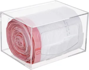 Extra Large Trash Bag Holder with Lid, Wall Mount and Under Sink Stackable, Clear Acrylic Cabinet Kitchen Organizer Storage Box Dispenser for Plastic Garbage Bags Grocery Roll Can Container