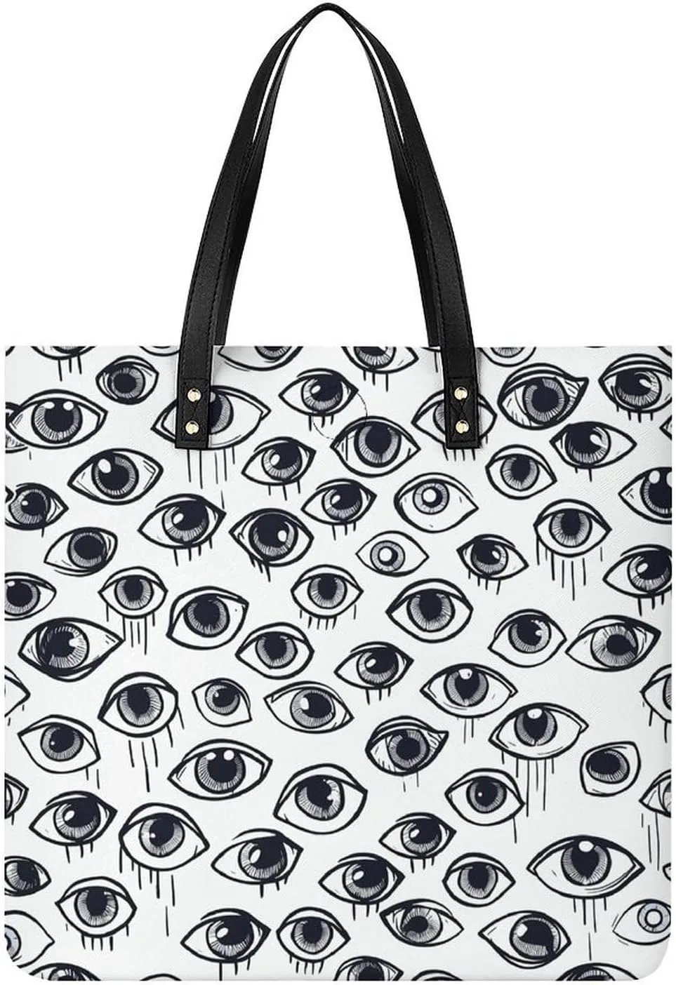 Eyeball Line Pattern Tote Bag Pu Leather Handbags for Women Shopping Shoulder Bags Travel Hobo Bags Slouchy Tote Big Capacity Cross Body Handbags Laptop Briefcases