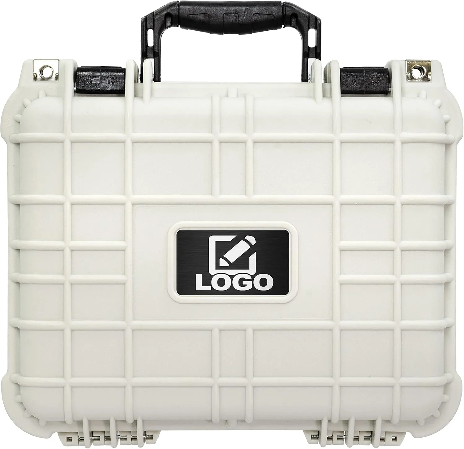 Eylar Protective Gear and Camera Hard Case with Custom Logo Plate, Waterproof & Shockproof w/Foam TSA Approved 13.37 Inch 11.62 Inch 6 Inch (White)