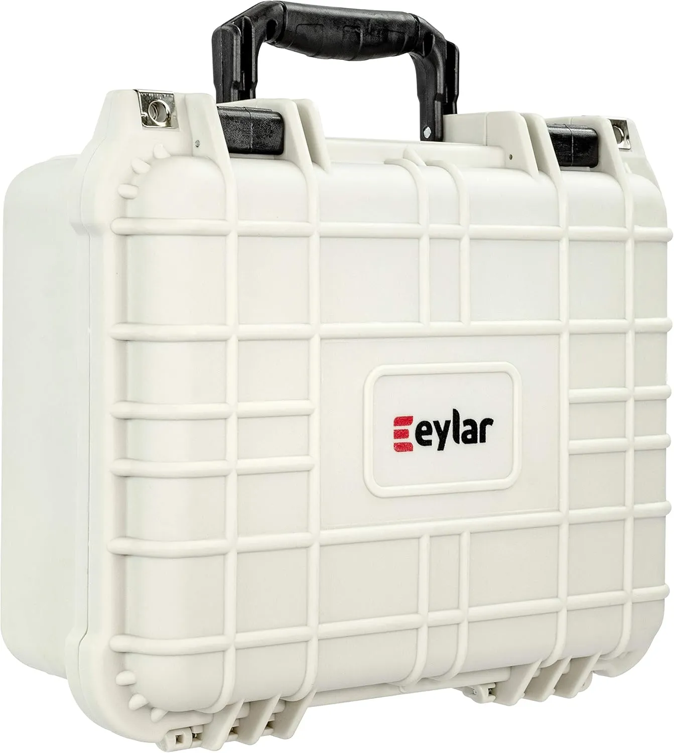 Eylar Protective Gear and Camera Hard Case with Custom Logo Plate, Waterproof & Shockproof w/Foam TSA Approved 13.37 Inch 11.62 Inch 6 Inch (White)
