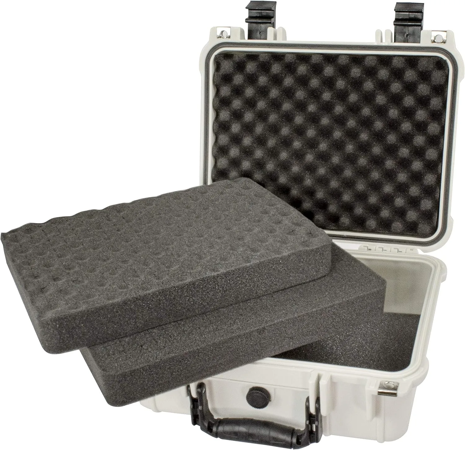 Eylar Protective Gear and Camera Hard Case with Custom Logo Plate, Waterproof & Shockproof w/Foam TSA Approved 13.37 Inch 11.62 Inch 6 Inch (White)