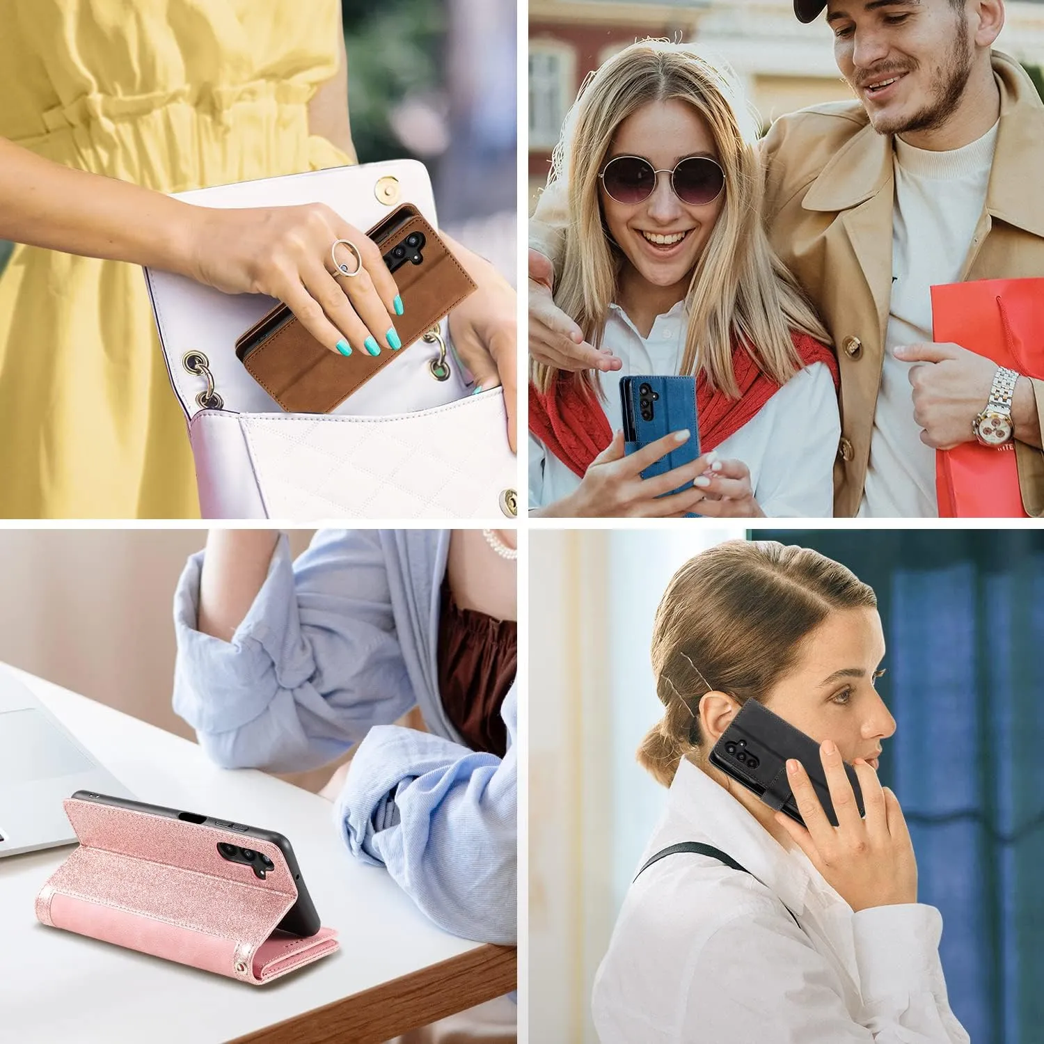 EYZUTAK Wallet Phone Case for Samsung Galaxy A36 5G, Retro Matte 9 Card Holder Slots Zipper Pocket Handbag Case PU Leather Magnetic Closure Kickstand with Wrist Strap Flip Folio Purse Case - Blue