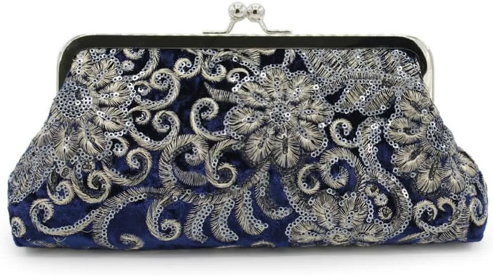 Fashion Black Velvet Handbag With Beadwork Decors Shoulder Bag Evening Purse Crossbody Bags For Weddings And Parties