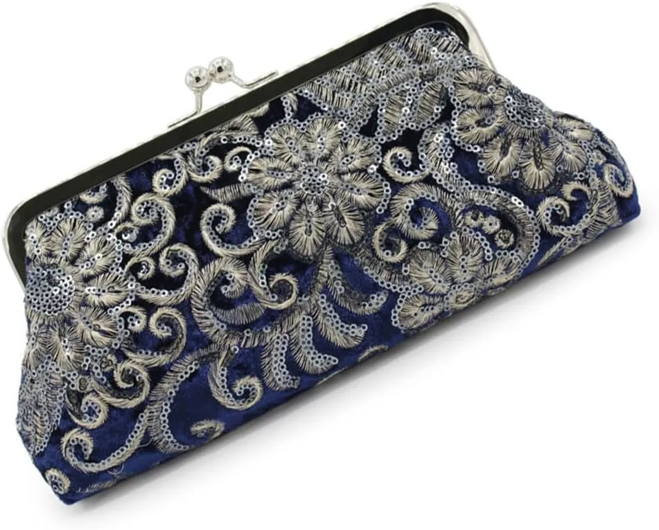Fashion Black Velvet Handbag With Beadwork Decors Shoulder Bag Evening Purse Crossbody Bags For Weddings And Parties