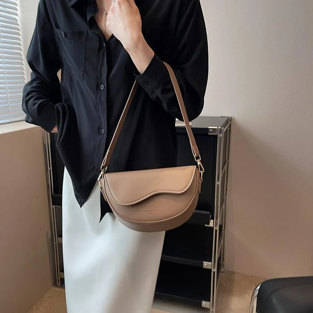 Fashion Crossbody Sling Bag Leather Shoulder Bag Women Saddle Armpit Bag Versatile Vintage Handbags Fall Winter Pu