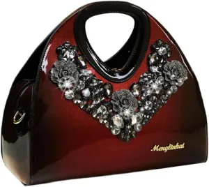 Fashion Diamonds Purses For Women Top Handle Satchel Handbags Leather Party Shoulder Messenger Evening Bags