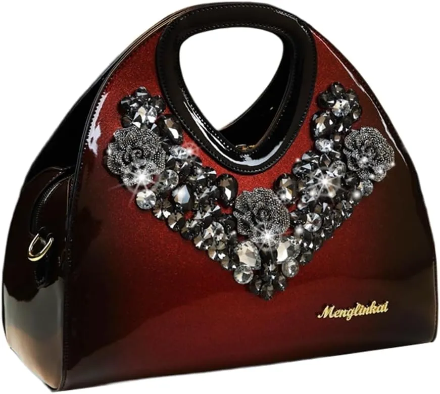Fashion Diamonds Purses For Women Top Handle Satchel Handbags Leather Party Shoulder Messenger Evening Bags