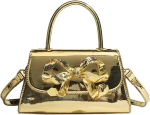 Fashion PU Leather Handbags for Women Glossy Crossbody Purses Y2k Bowknot Shoulder Tote Bag Luxury Clutch Satchel