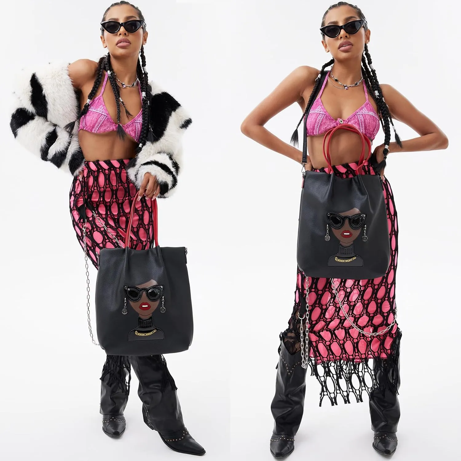 Fashion Purses for Women Novelty Lady Face Top Handle Satchel Handbags Funky Shoulder Bag Tote Bag