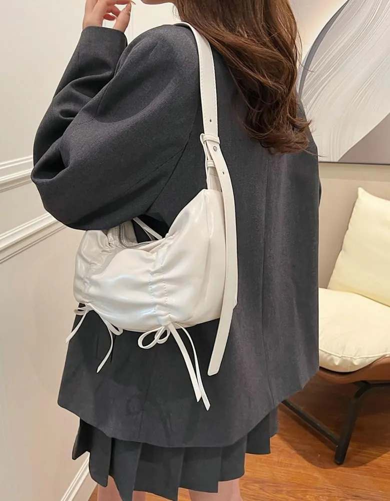 Fashion Shoulder Bag for Women Small Vegan Leather Crossbody Purse Y2k Dumpling Handbag Top Handle Satchel