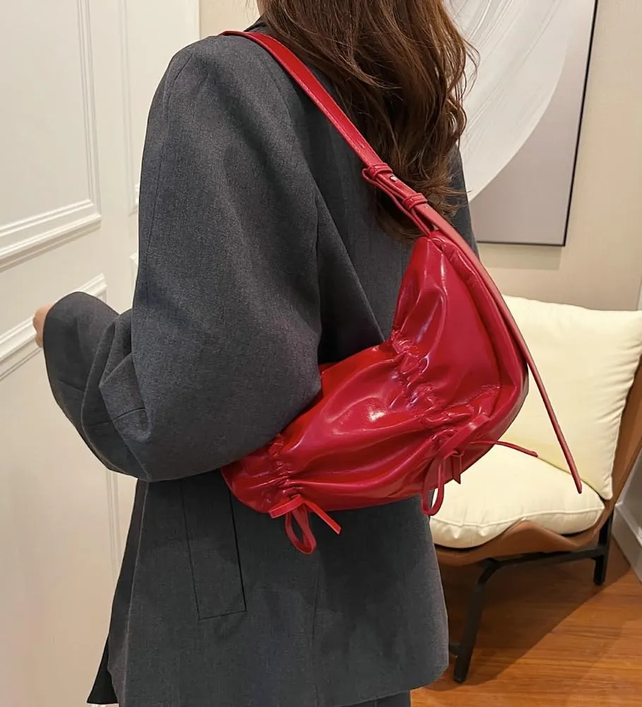 Fashion Shoulder Bag for Women Small Vegan Leather Crossbody Purse Y2k Dumpling Handbag Top Handle Satchel