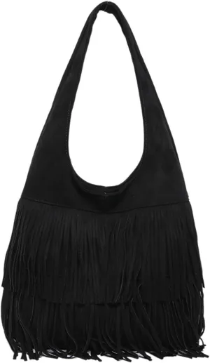 Fashion Tote Top Handle Satchel Fashionable Retro Classic Frosted Tassel Large Capacity Tote Shoulder Bag