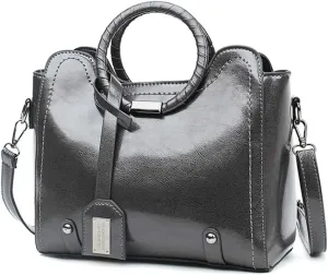 Fashion Women Purse and Handbag Ladies Oil Wax Leather Tote Shoulder Bag