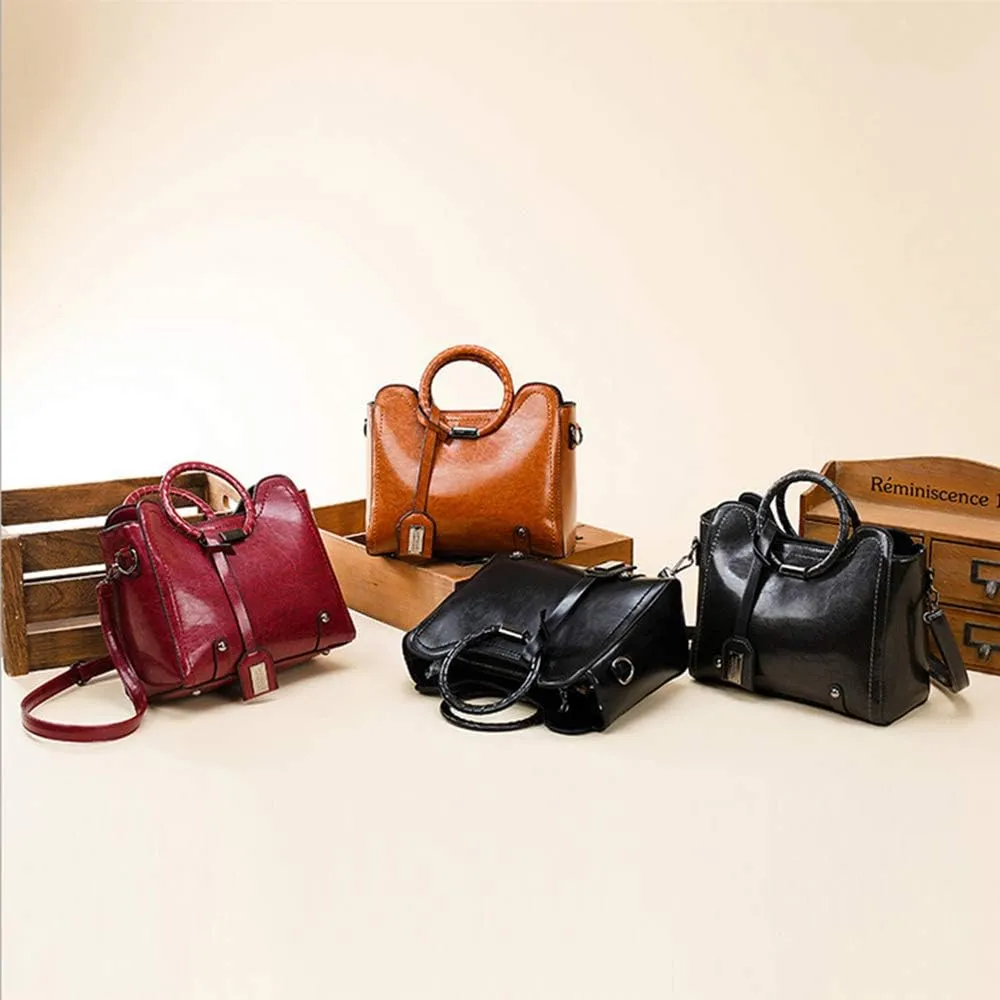 Fashion Women Purse and Handbag Ladies Oil Wax Leather Tote Shoulder Bag