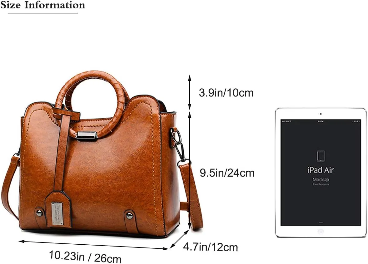 Fashion Women Purse and Handbag Ladies Oil Wax Leather Tote Shoulder Bag