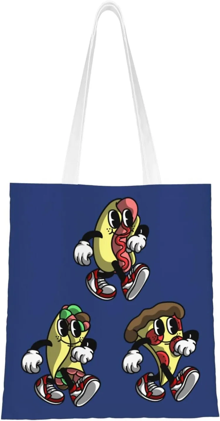 Fast Food Brothers Tote Bag for Women Canvas Shopping Bags Reusable Large Capacity Casual Shoulder Handbags Grocery Bags DIY Gift Bags