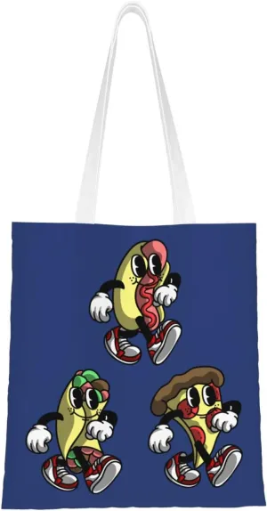 Fast Food Brothers Tote Bag for Women Canvas Shopping Bags Reusable Large Capacity Casual Shoulder Handbags Grocery Bags DIY Gift Bags