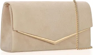 Faux Suede Women's Evening Clutch Bags for Formal Cocktail Prom Wedding Party Velvet Foldover Purse